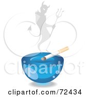 Royalty Free RF Clipart Illustration Of A Devils Shadow Over A Cigarette On An Ash Tray