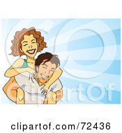 Royalty Free RF Clipart Illustration Of A Happy Man Carrying His Lady On His Back by cidepix