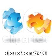 Poster, Art Print Of Blue And Orange Jigsaw 3d Puzzle Pieces