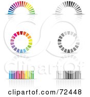 Royalty Free RF Clipart Illustration Of A Digital Collage Of Gray And Color Rainbows Wheels And Lines