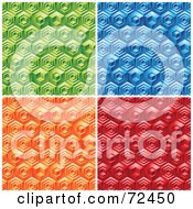 Poster, Art Print Of Digital Collage Of Four Colorful Cubic Textured Backgrounds