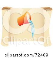 Royalty Free RF Clipart Illustration Of An Aquarius Icon On A Parchment Scroll