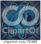 Poster, Art Print Of Blue Mosaic Tile Unicorn Background
