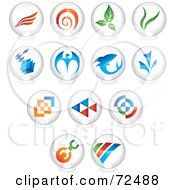 Poster, Art Print Of Digital Collage Of Round 3d Glass Logo Icons