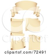 Royalty Free RF Clipart Illustration Of A Digital Collage Of Blank Beige Scroll Banners And Signs