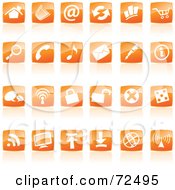 Poster, Art Print Of Digital Collage Of Shiny Orange Square Website Icons