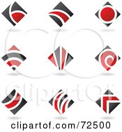 Royalty Free RF Clipart Illustration Of A Digital Collage Of Black And Red Diamond Logo Icons