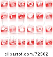Royalty Free RF Clipart Illustration Of A Digital Collage Of Shiny Red Square Website Icons by cidepix