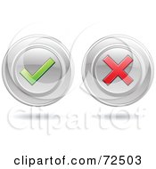 Poster, Art Print Of Digital Collage Of Chrome Round Website Buttons With Check And X Marks