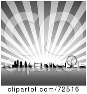 Royalty Free RF Clipart Illustration Of The London Skyline Against A Gray Burst by cidepix