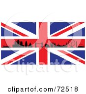 Poster, Art Print Of The Silhouetted London Skyline On A British Flag