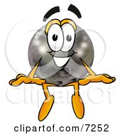 Clipart Picture Of A Bowling Ball Mascot Cartoon Character Sitting