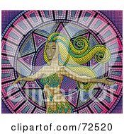 Poster, Art Print Of Mosaic Woman With Long Hair Over Purple And Pink