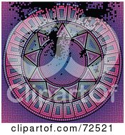 Poster, Art Print Of Damaged Purple Sun Mosaic Tile Background