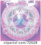 Royalty Free RF Clipart Illustration Of A Damaged Pink And Purple Sun Circle Mosaic Background