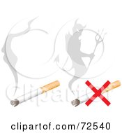 Poster, Art Print Of Digital Collage Of Smoke And A Devils Shadow Over Cigarettes