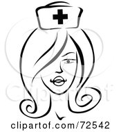 Poster, Art Print Of Black And White Beautiful Nurse With Plump Lips And A Hat
