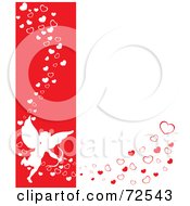 Poster, Art Print Of Red And White Background With Cupid And Flowing Hearts