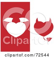 Royalty Free RF Clipart Illustration Of A Digital Collage Of Angel And Devil Hearts On White And Red Backgrounds by cidepix
