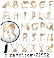 Digital Collage Of A Sexy Nude Woman Forming Her Body Into The Alphabet