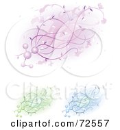 Poster, Art Print Of Digital Collage Of Purple Green And Blue Molecule Floral Designs
