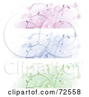 Royalty Free RF Clipart Illustration Of A Digital Collage Of Purple Blue And Green Floral Vine And Butterfly Banners