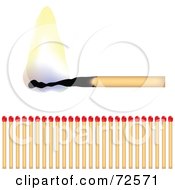 Royalty Free RF Clipart Illustration Of A Burning Match Over A Row Of Match Sticks