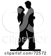 Poster, Art Print Of Black Silhouetted Couple Embracing And Gazing At Each Other