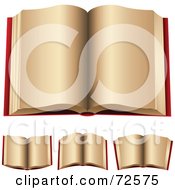 Digital Collage Of 3d Red Open Books With Beige Pages