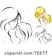 Royalty Free RF Clipart Illustration Of A Digital Collage Of A Mother Tenderly Kissing Her Daughters Forehead by cidepix