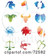 Royalty Free RF Clipart Illustration Of A Digital Collage Of Colorful Horoscope Icons