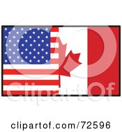 Poster, Art Print Of Half American Half Canadian Flag