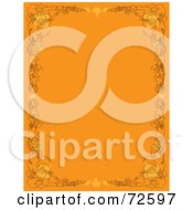 Orange Vertical Background With Autumn Borders