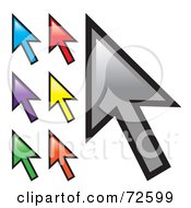 Digital Collage Of Colorful Arrow Cursors