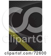 Royalty Free RF Clipart Illustration Of A Black Grunge Background With Wire Waves And Yellow Hazard Stripes