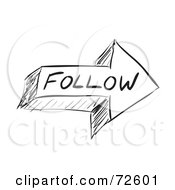 Poster, Art Print Of Black And White Sketched Follow Arrow