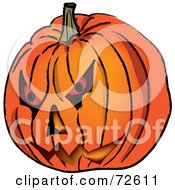 Poster, Art Print Of Carved Evil Orange Jackolantern Halloween Pumpkin