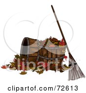 Poster, Art Print Of Rack Resting Against A Barrel With Autumn Leaves
