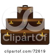 Poster, Art Print Of Stack Of Three Brown Suitcases