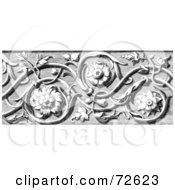 Royalty Free RF Clip Art Illustration Of A Black And White Ornate Floral Border Design Element Version 3
