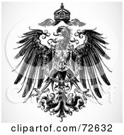 Black And White Royal Heraldic Eagle And Crown Design Element