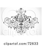 Royalty Free RF Clipart Illustration Of A Black And White Ornamental Vintage Swan And Vase Design by BestVector