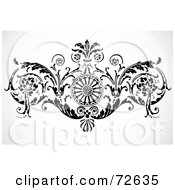 Royalty Free RF Clipart Illustration Of A Black And White Floral Border Design Element Version 19