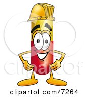 Medicine Pill Capsule Mascot Cartoon Character Wearing A Helmet