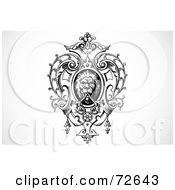 Royalty Free RF Clipart Illustration Of A Black And White Ornamental Lion Design Element by BestVector