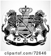 Black And White Shield And Crown Crest With Lions