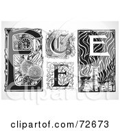 Poster, Art Print Of Digital Collage Of Black And White Letters E - Version 2