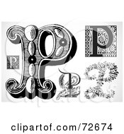 Poster, Art Print Of Digital Collage Of Black And White Letters P - Version 1