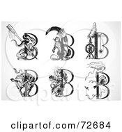 Digital Collage Of Black And White Animal Letters B