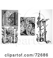 Poster, Art Print Of Digital Collage Of Black And White Letters H - Version 1